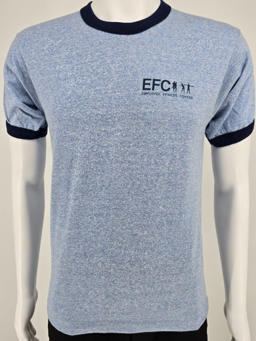 Vintage 1980s Screen Stars EFC Employee Fitness Center Ringer Tee T-Shirt (S/M)